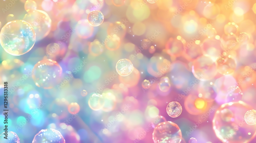 Wall mural a colorful abstract background of bubbles and bokeh lights.