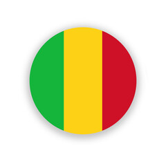 Mali national flag in circle shape isolated on white. Illustration