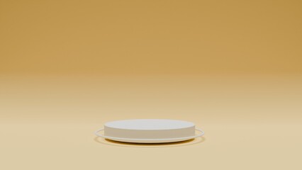 Single golden podium design with gold background and tropical leaf for advertisement design