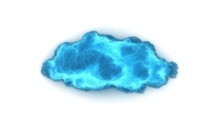 Glowing smoke cloud in electric blue isolated on transparent white background