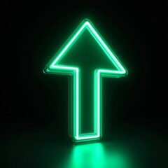 Striking 3D Rendered Green Arrow Icon with Glowing Effect