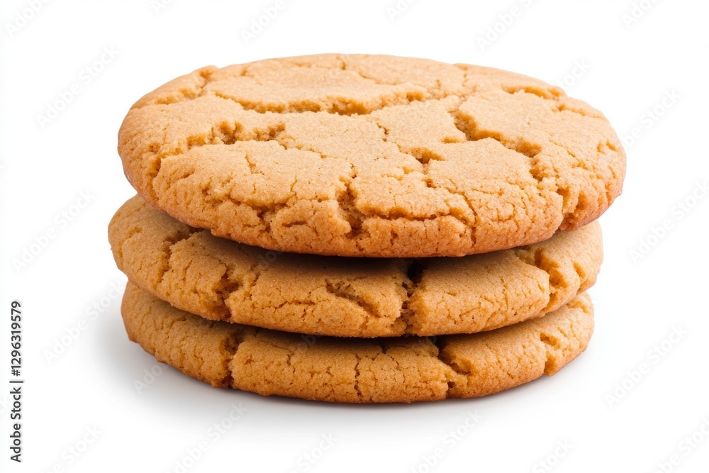 Aufkleber The photo shows an assortment of large, round, and soft peanut butter cookies stacked on top of each other with the corners pointing down towards the viewer. The cookie surface is smooth without