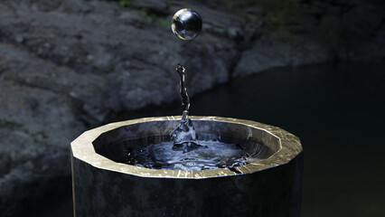 Una fuente en la que cae una gota de agua
