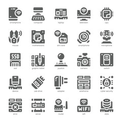 Tech Device Icon pack for your website, mobile, presentation, and logo design. Tech Device Icon solid design. Vector graphics illustration and editable stroke.