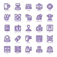 Tech Device Icon pack for your website, mobile, presentation, and logo design. Tech Device Icon line basic color design. Vector graphics illustration and editable stroke.