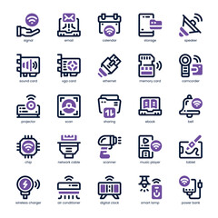 Device Technology Icon pack for your website, mobile, presentation, and logo design. Device Technology Icon dual tone design. Vector graphics illustration and editable stroke.