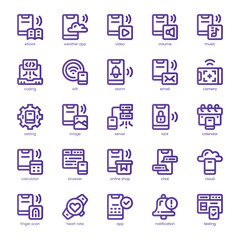 Mobile App Icon pack for your website, mobile, presentation, and logo design. Mobile App Icon line basic color design. Vector graphics illustration and editable stroke.