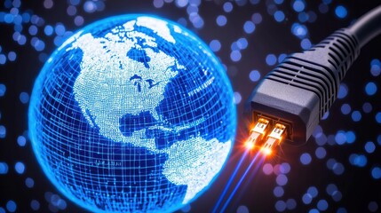 Digital Connection and Global Networking with Electric Plug and Earth