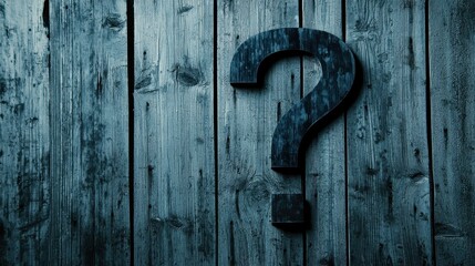 Wooden Wall Background with Dark Question Mark Symbol