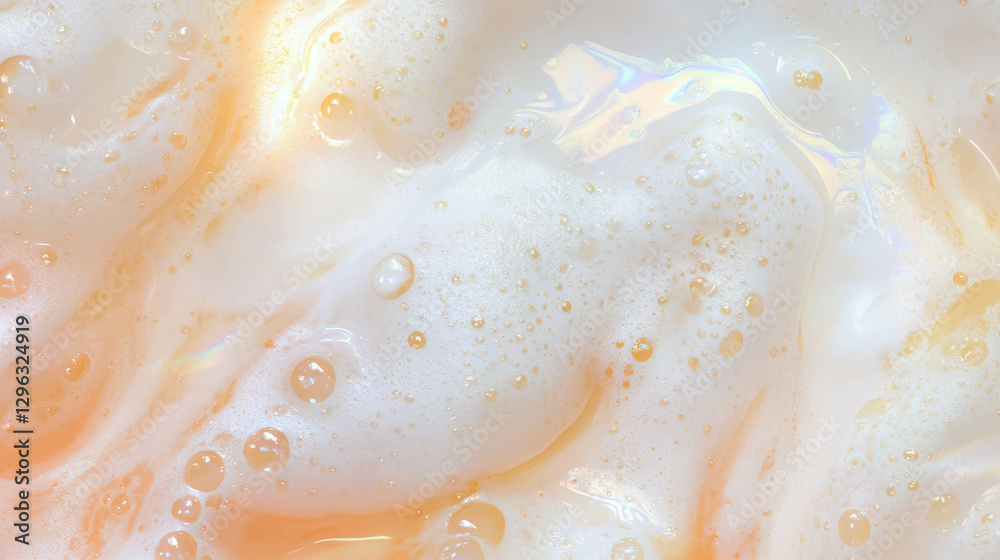 Poster luxurious cleansing foam texture with soft iridescent bubbles - ideal for skincare and beauty concep