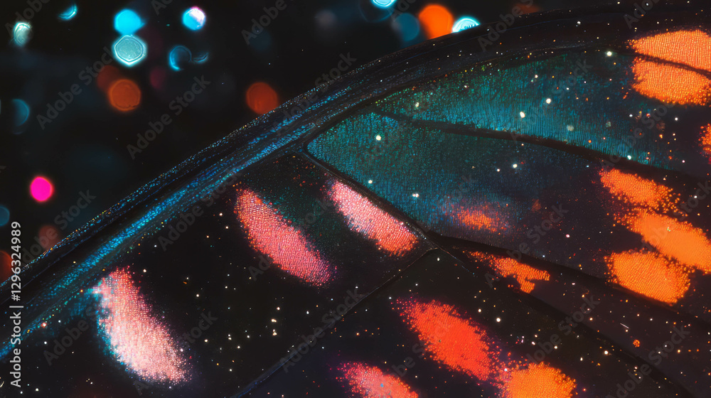 Poster Intricate patterns of a butterfly wing with vivid colors and texture