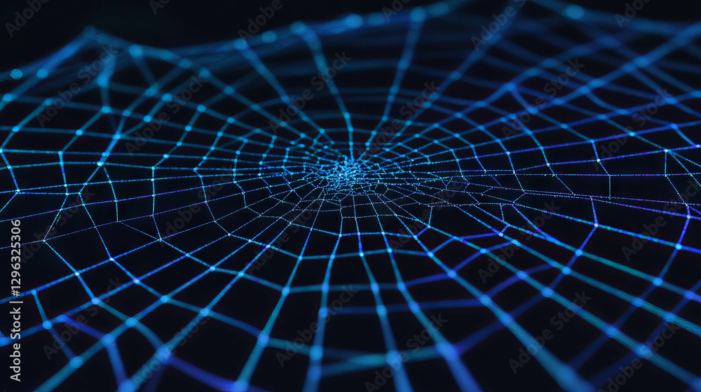 Poster intricate spiderweb design under close observation