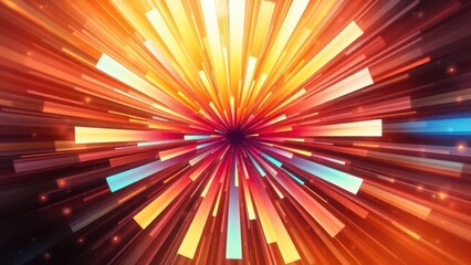 a close up of a colorful light burst with a black background