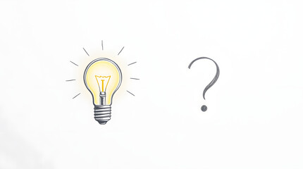 light bulb beside a question mark, symbolizing ideas and questions