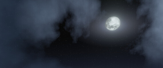 Fondo noche con luna llena estrellada © Raul Poyatos Foto3D