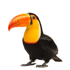 Fototapeta premium toucan with a giant colorful beak and smooth black feathers