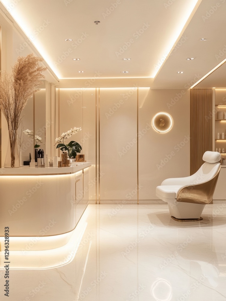 Poster elegant spa interior with soft lighting and modern design elements for relaxation and wellness. gene