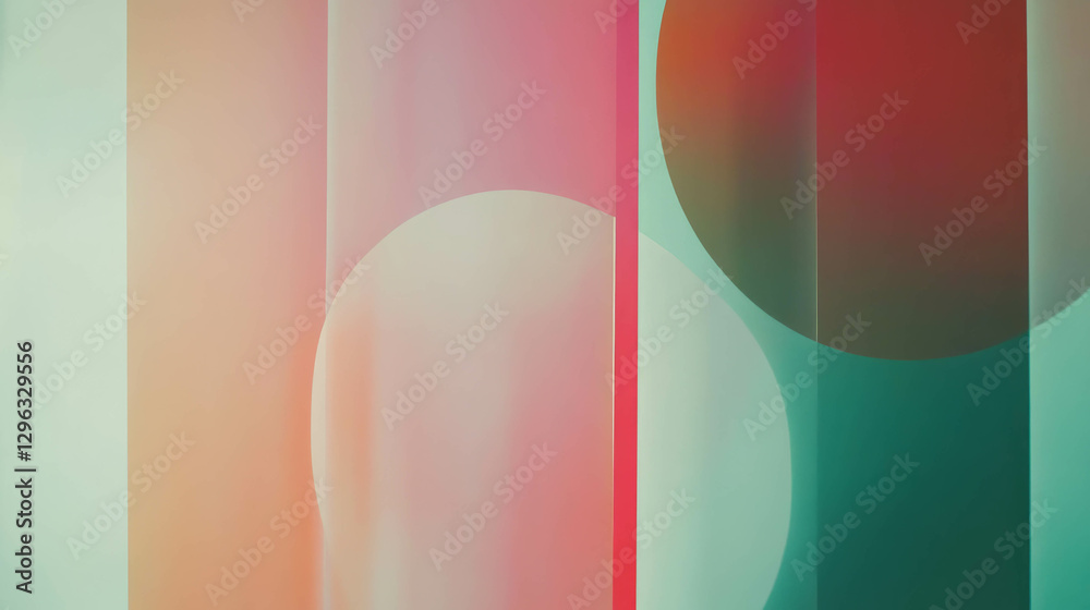 Poster minimalist abstract composition with geometric shapes in soft pastels