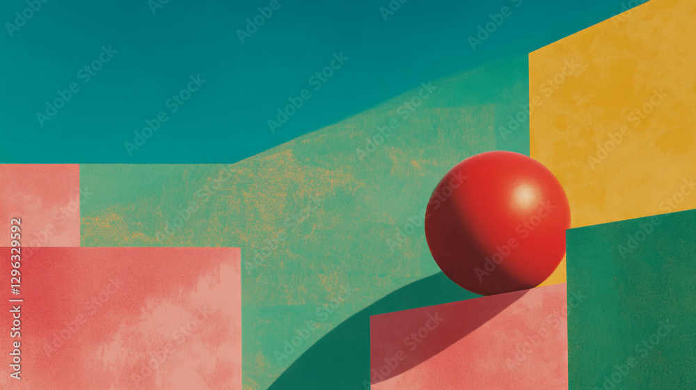 Poster minimalist abstract composition with geometric shapes and bold colors