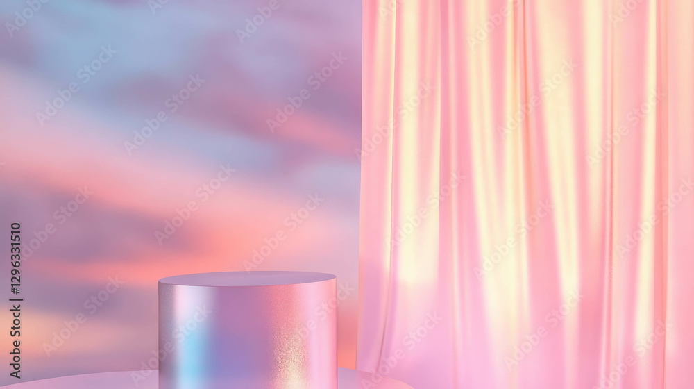 Poster elegant pastel podium with soft diffused lighting for minimalist display design