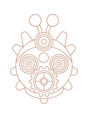  Steampunk Machinery with Gears and Mechanical Elements – Adult Coloring Page on White Background