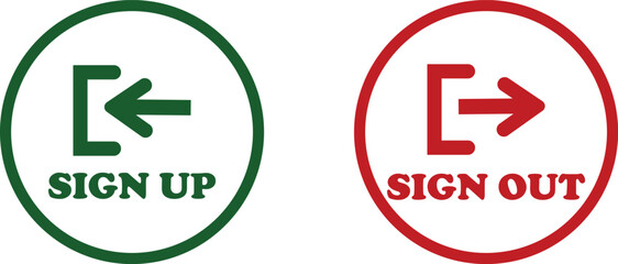 Login and logout icon set Set of sign out, Sign in vector vector collection. Open and close door symbol. Black exit and enter arrow, trendy flat style isolated on transparent background.