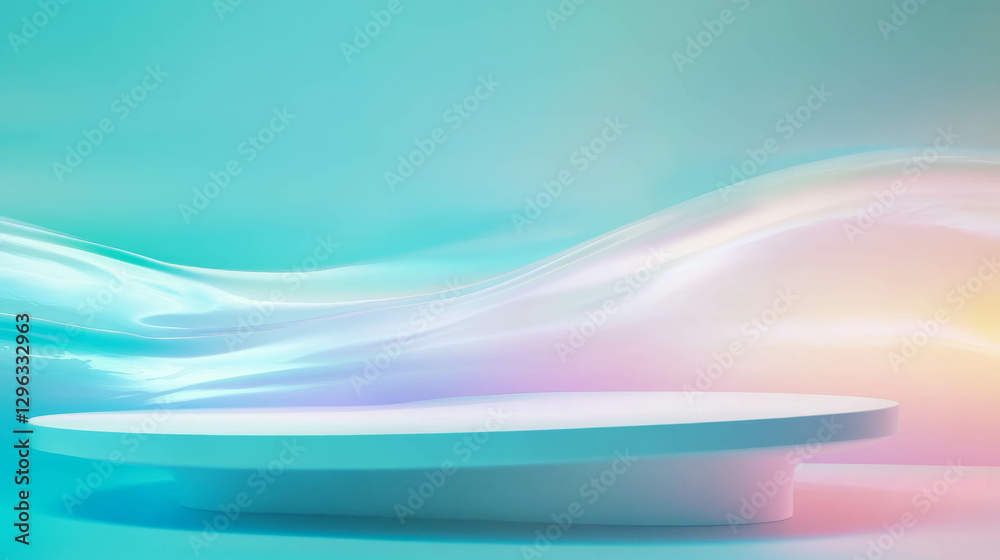 Poster Elegant white podium with soft lighting in minimalistic setting