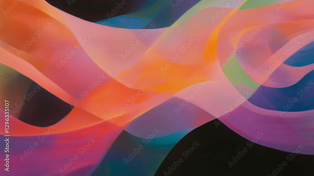 Poster vibrant abstract painting with swirling colors and geometric patterns