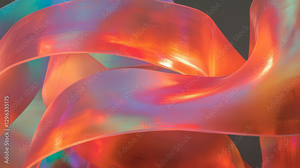 Poster vibrant abstract sculpture with intertwining ribbons for artistic design