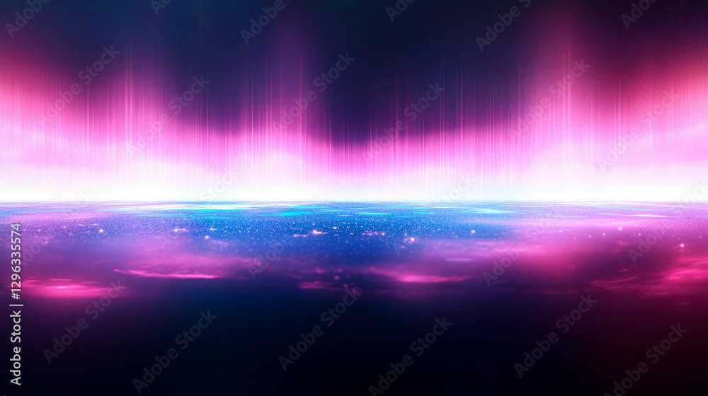 Poster Vibrant abstract light particles on dark background for digital design and display