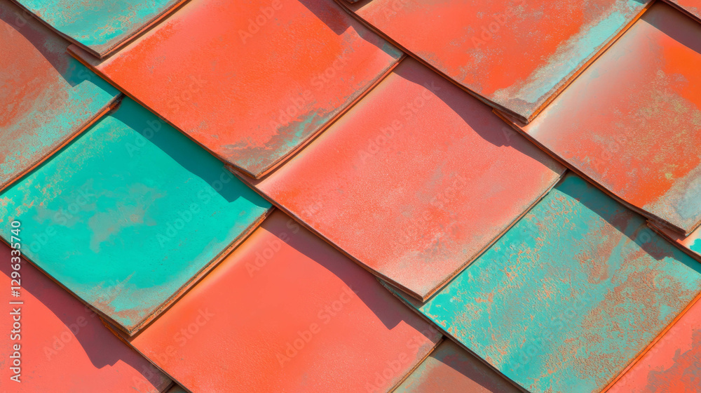 Poster vibrant abstract roof tile texture in varied color pattern for creative designs