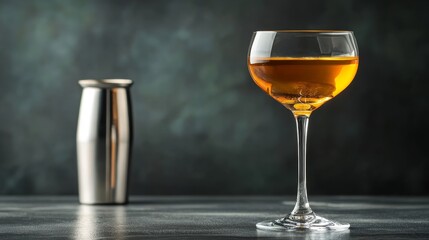 Obraz premium Cognac Cocktail in Coupe Glass - Elegant cognac cocktail in a coupe glass, representing luxury, sophistication, celebration, relaxation, and indulgence
