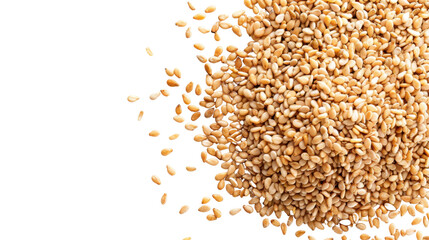 Fototapeta premium Sesame seeds falling on transparent background: perfect for food packaging and advertising