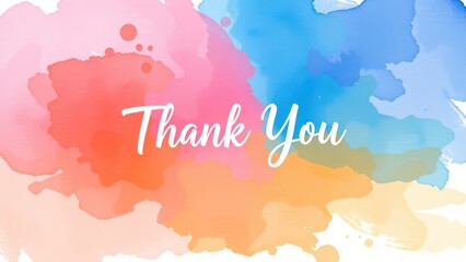 a picture of a thank card with watercolor paint splashs