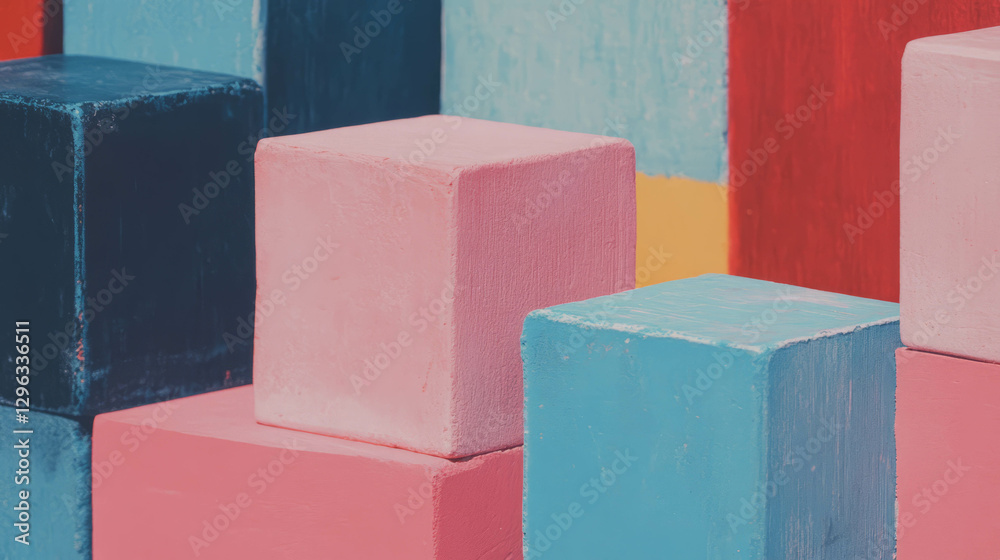 Poster colorful baby blocks texture background for creative design and playful themes