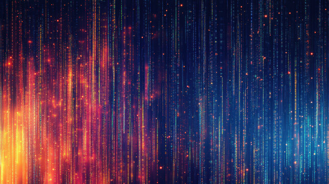 Abstract digital rain with vibrant colors