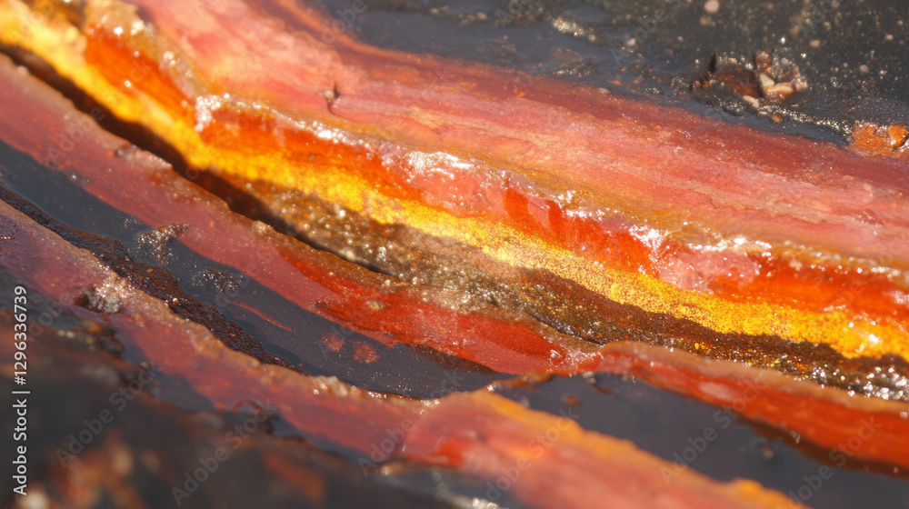 Poster vibrant banded quartzite texture with parallel layers for geology study