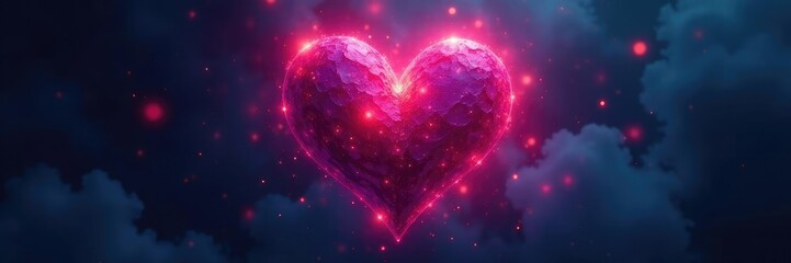 A single gothic heart shape with a colorful aura surrounding it, radiant, otherworldly, mystical