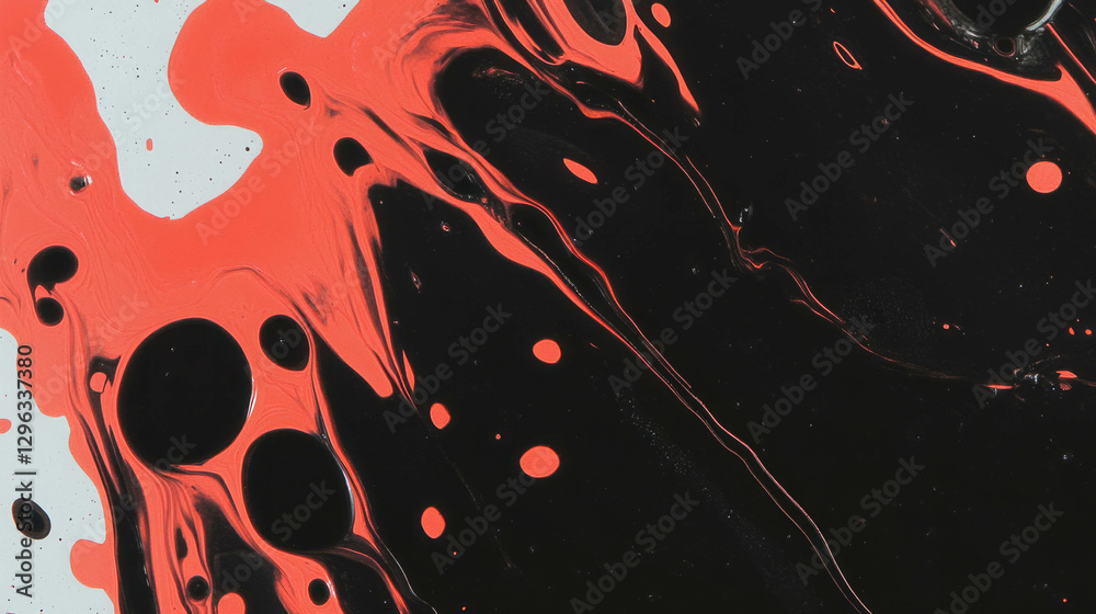 Aufkleber abstract background of black ink blot with red outline pattern for creative design