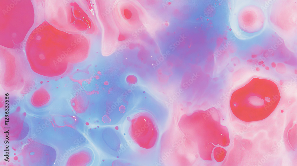Aufkleber abstract merging blue and red ink blots for creative background design