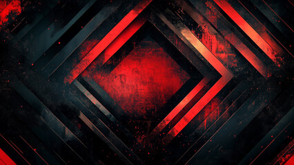Naklejka premium A refined, grunge geometric pattern with square shapes in shades of red and black, soft grunge, distressed texture, textured background, grunge aesthetic