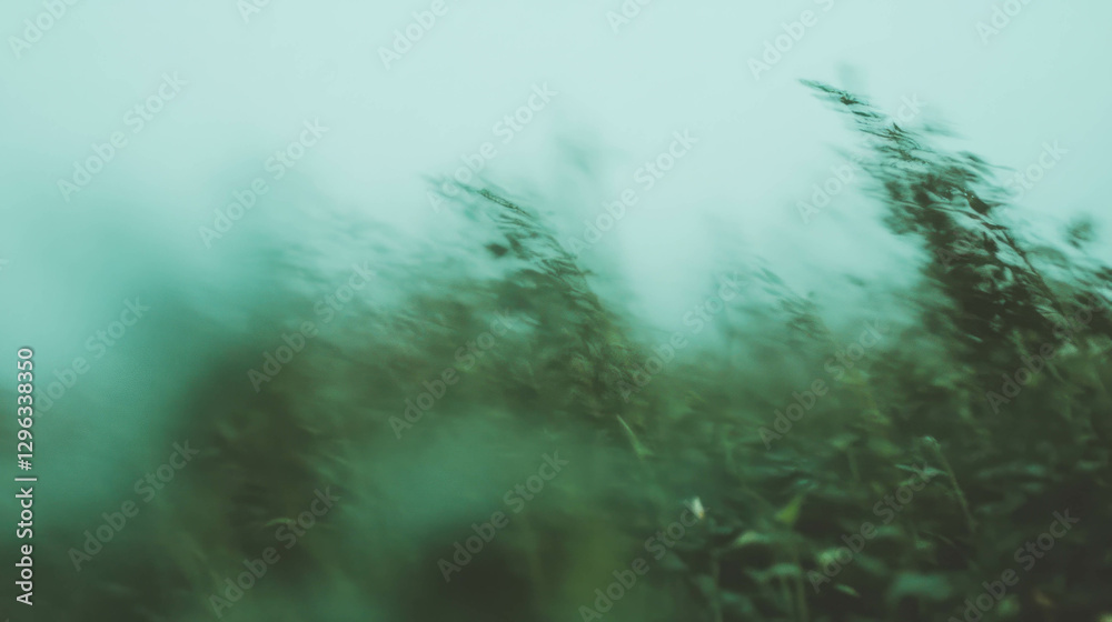 Poster serene nature scene with blurred greenery and soft focus