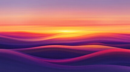 Vibrant sunset over rolling hills, peaceful landscape, nature background, ideal for calming designs