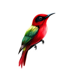 Fototapeta premium illustration of a crimson sunbird with bird