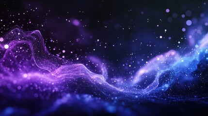 Obraz premium Purple blue nebula cosmic dust wave background