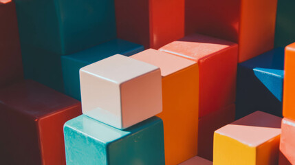 Obraz premium Colorful building blocks background for creative design and education themes