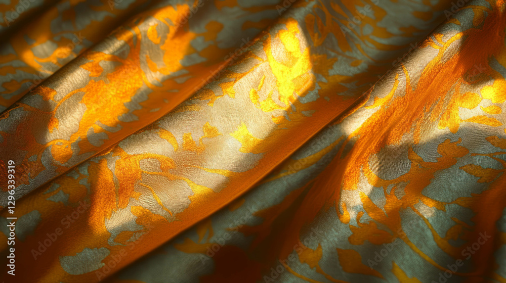 Poster elegant brocade fabric with intricate woven patterns for luxury textiles design