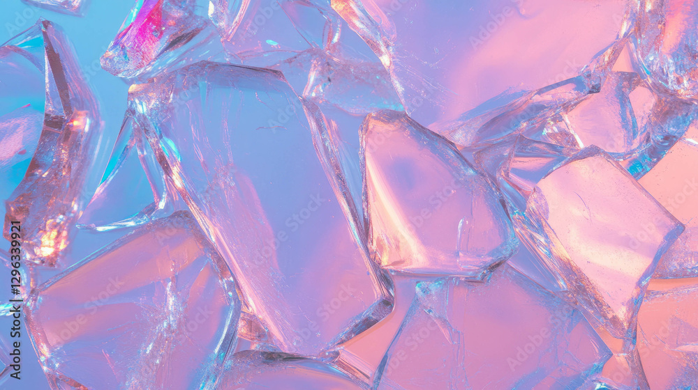 Poster vibrant abstract background with shattered glass in colorful resin