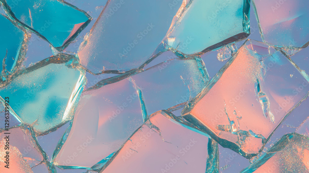 Poster colorful abstract background of broken glass with embedded pastel hues for modern design