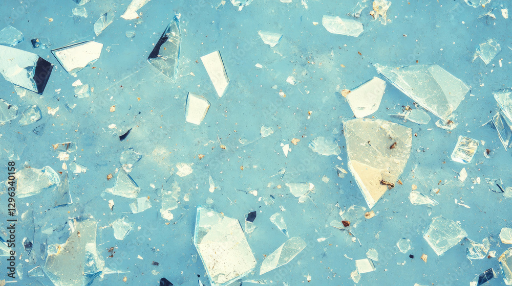 Poster abstract background of broken glass on concrete with textural details for design